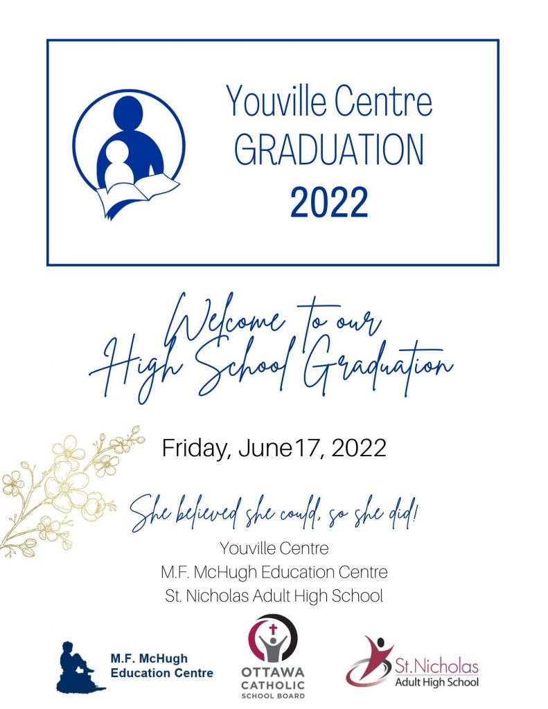 Front Cover of 2022 Youville Centre Graduation Program