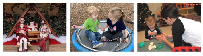 3 side by side photos of Youville Centre client Chelsea and her children