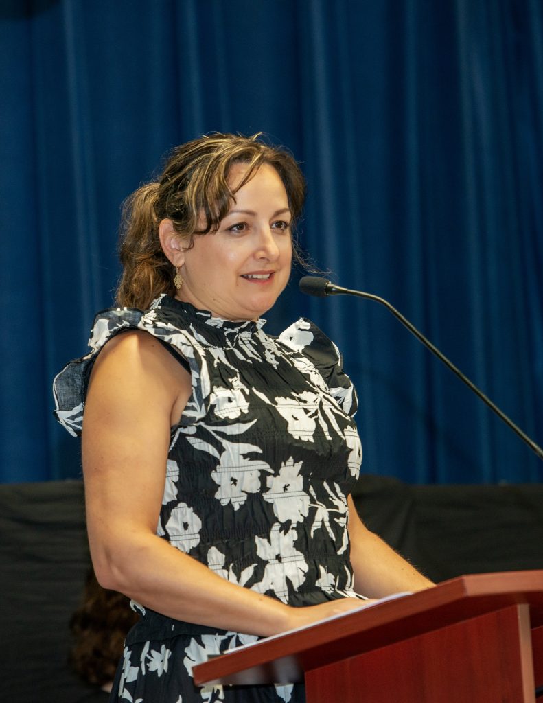 Principal Margarita speaking to grad class of 2024