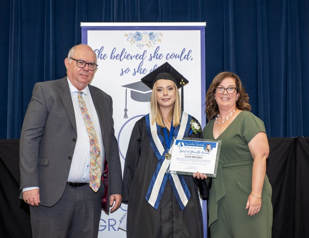 Sprit of Youville 2024 Recipient with ED Peter Embleton and Teacher Susan G.