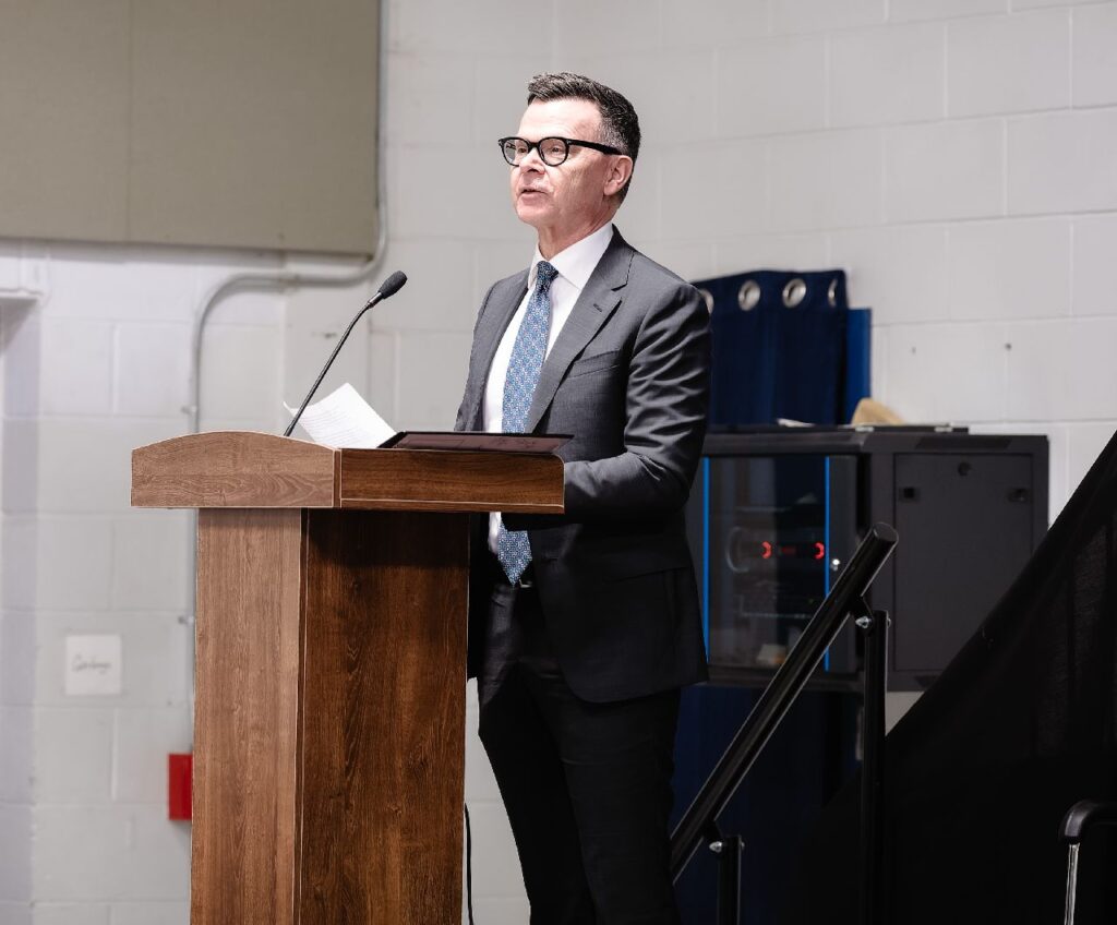St Nick's Principal Don Murphy speaking at Grad 2025