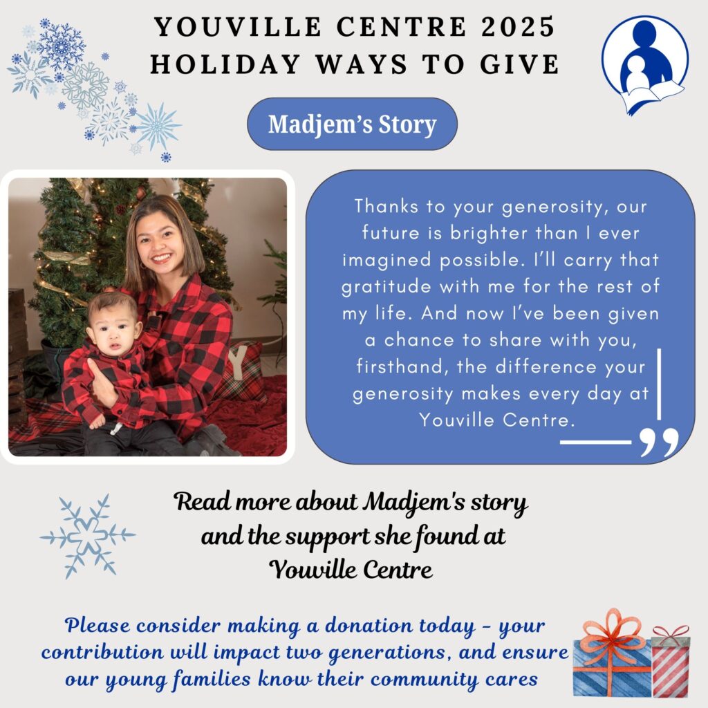 Youville Centre graphic introducing the 2025 Holiday Campaign client appeal story